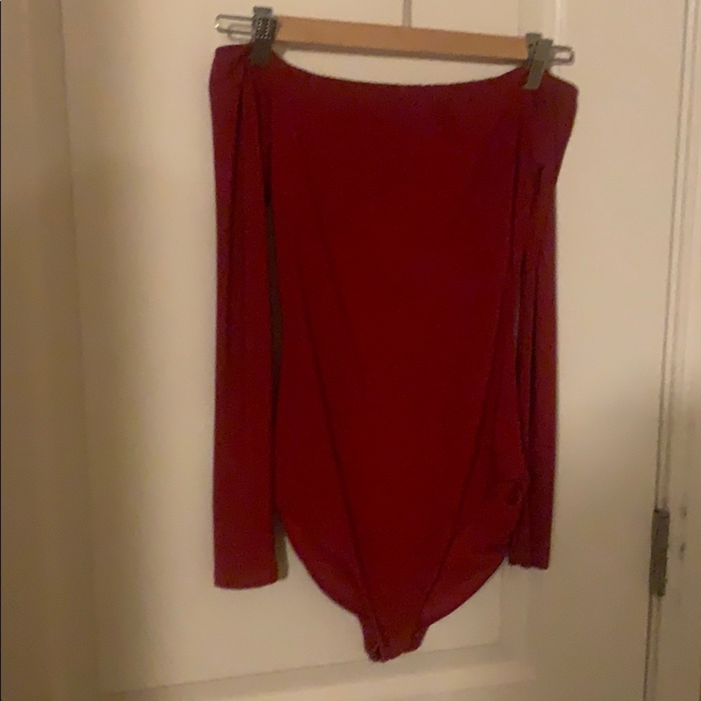 Red Off the Shoulder Bodysuit